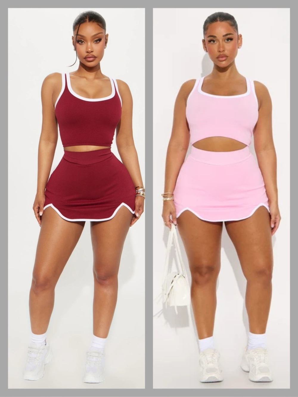 Bundle Lot of 2 Fashion Nova Leila Seamless 2 piece Skort Set New with Tags